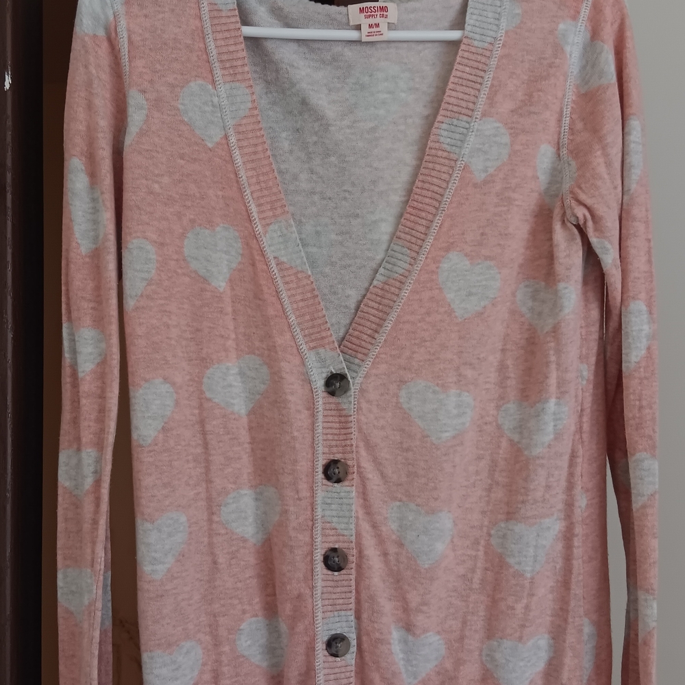 Mossimo Supply Co. Pink and White Cardigan Sweater